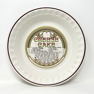 Vintage Hankook Cheese Cake Deep Pie Dish With Recipe Written on Bottom of Dish